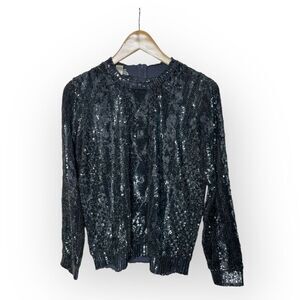 MaxMara Crew Neck Cesena All-Over Sequined T-Shirt - Size Large